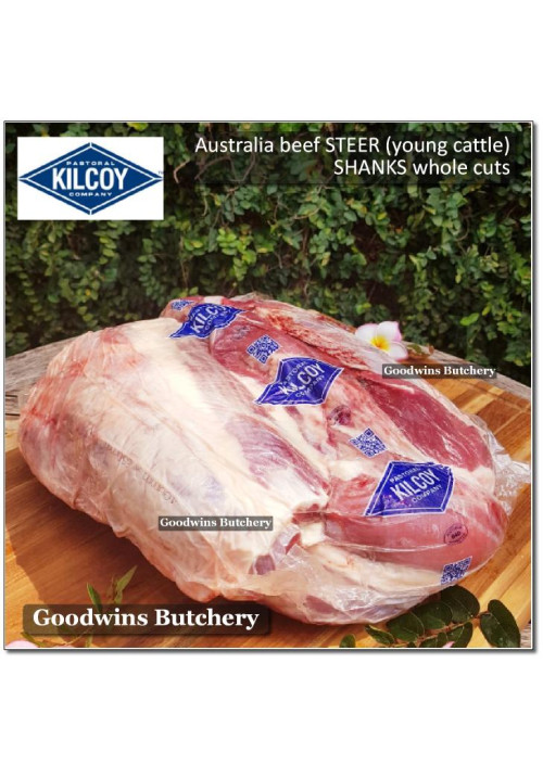 Beef SHIN SHANK sengkel Australia STEER (young cattle) KILCOY frozen WHOLE CUT +/-5kg (price/kg)